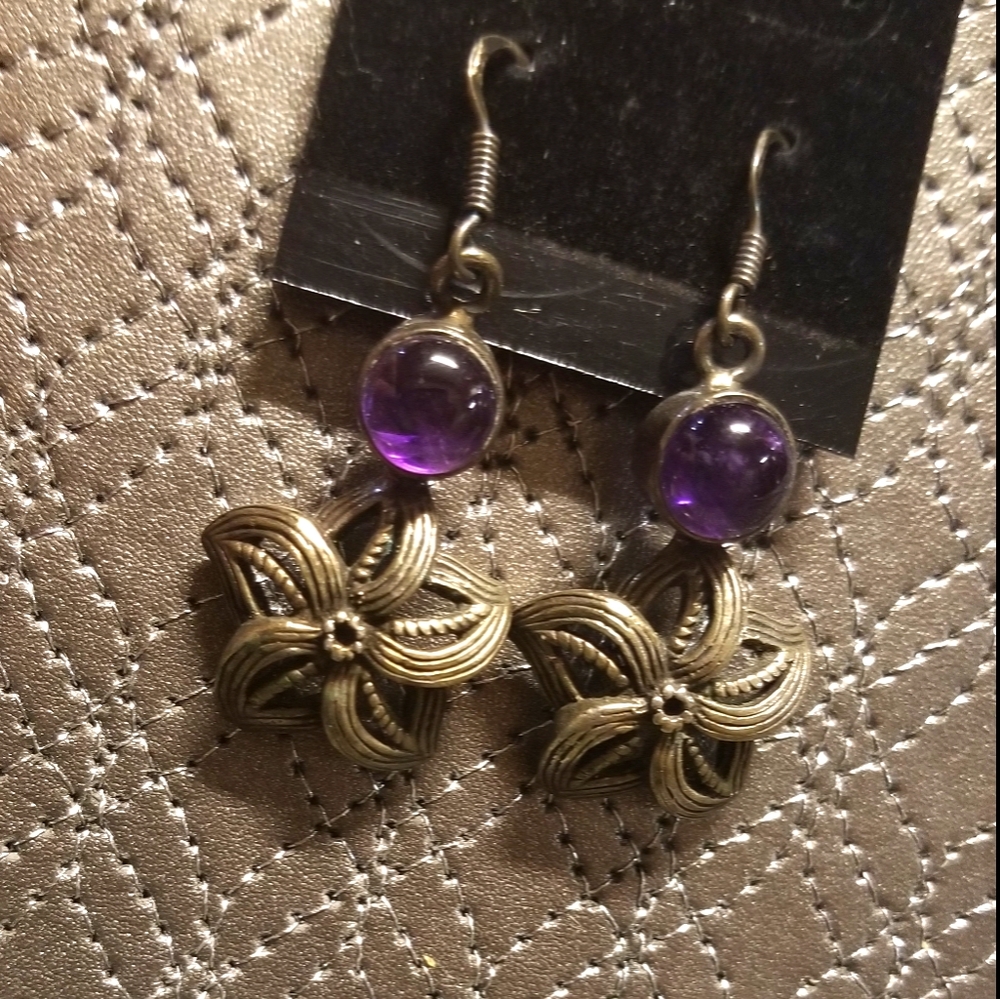 Amethyst Silver earrings. Stamped 925.